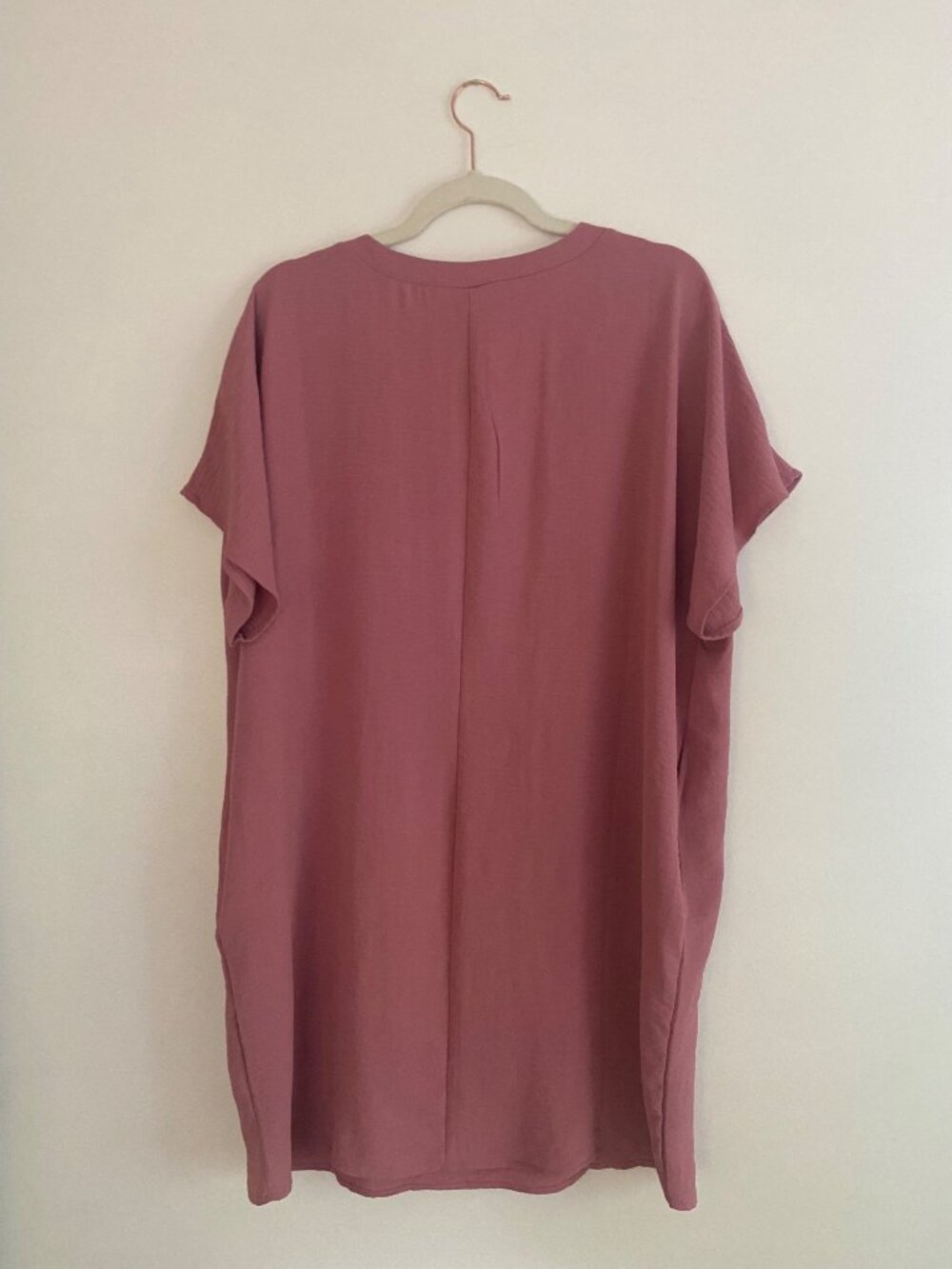 Zenana Mauve V-Neck Short Sleeve Dress With Pockets Size M - Picture 5 of 6